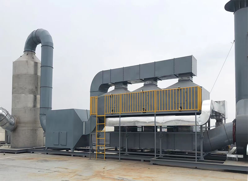 催化燃燒+活性炭吸附+噴淋塔